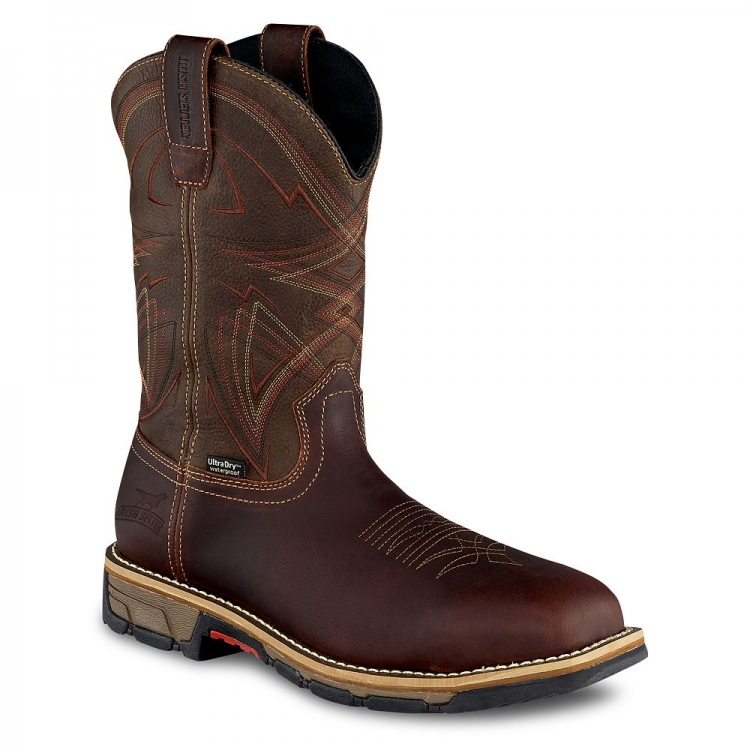 Mens Marshall 11-inch Waterproof Leather Steel Toe Pull-On Work Boot fXLD1Fnc - Click Image to Close